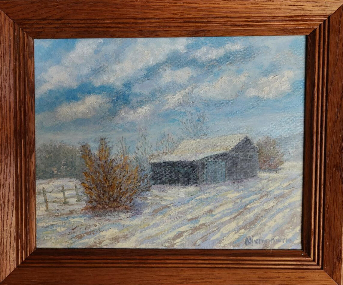 Snowy Farm 14x17" Oil